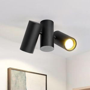 Subzonal-Plafonnier 2 Spot Rampe Noir - Spots De Plafond &Eacute;clairage Gu10 Orientable Luminaire Int&eacute;rieur Led Lampe Plafond Salon Cuisine Couloir, Sans Ampoules - Neuf