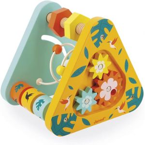 JGD-- Triangle Multi-Activités Tropik - Jouet d'Eveil en Bois - Jouet Educatif Motricité et Manipulations - 7 Activités - Certifié FSC - Peinture à l'Eau - Dès 1 An, J08268 - Neuf