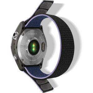 Nylon Bracelet Pour Garmin Quatix 8 47Mm/Quatix 7 Pro/Tactix 8 47Mm/Fenix8 47 Mm/F&iquest;nix 7Pro/F&iquest;nix 6Pro Bracelet Respirant Pour Descent G2/Fenix E/Epix 2 (Quickfit 22Mm, Bleu Nuit) - Neuf