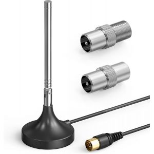 Antenne d'intérieur DAB+/FM/FM,tuner radio portable et antenne récepteur HiFi avec base magnétique,large compatibilité,garantie de 12 mois (noir) - Neuf