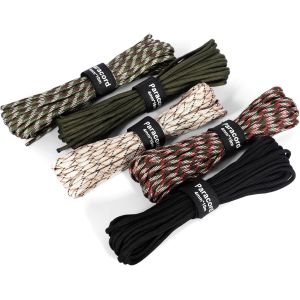 Eryi-Pack De 5 Cords Paracorde 50m (4mm), 250kg Charge Maximale, Corde De 7 Brins, Cordelette En Nylon Robuste, Pour Survie En Plein Air, Camping, Randonnée, Diy Bracelet Paracorde, 165ft - Neuf