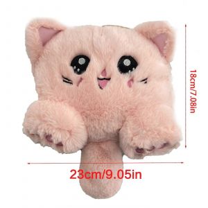 Sac a bandouliere en peluche lapin Rex pour femme, sacoche a bandouliere avec chaine et motif dessin anime, style Lolita, decontracte, gris clair - Neuf