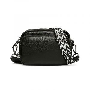Sac bandoulière Petit sac bandoulière en cuir pour femme avec fermeture éclair - Noir cassé parfait - Neuf