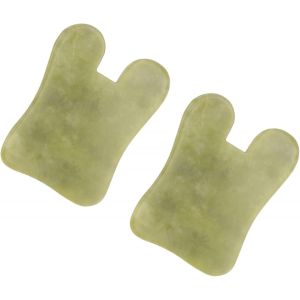 Sjzg-2 Pi&egrave;ces Plaque De Massage Visage Jade Naturel Outil De Grattage Gua Sha Multifonction Pour Soin Beaut&eacute; Et Massage Facial - Neuf