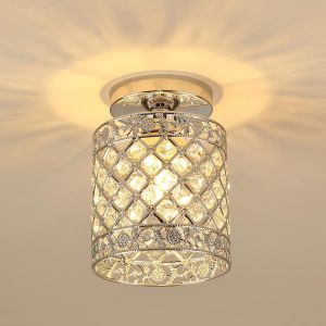 Subzonal-Plafonnier Cristal Couloir Moderne &Eacute;clairage De Plafond Entr&eacute;e Semi Encastr&eacute; Avec Finition M&eacute;tal Ch, Lampe Cristal Plafond E27, Pour Cuisine Porche Balcon Vestiaire - Neuf