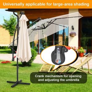 Parasol Solaire Led 3 M, &Eacute;clairage Int&eacute;gr&eacute;, Protection Uv 50+, Toile Polyester Imperm&eacute;able, Manivelle Pratique Pour Terrasse Beige - Neuf