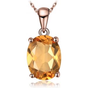 Kal-Magnifique Pendentif Naturelle Améthyste Péridot Grenat Citrine Topaze En Forme Ovale Goutte Une Chaîne Femme, Argent 925/ Plaqué Or Rose/Or Jaune, Ensemble Bijoux Collier Cadeau 45cm - Neuf