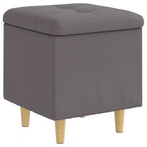 vidaXL Pouf de rangement avec coussin Gris 40 x 40 x 45 cm Simili cuir - Neuf