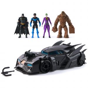 DC Comics, Coffret Crusader Batmobile avec 4 figurines articul&eacute;es, jouets pour gar&ccedil;ons et filles &agrave; partir de 4 ans - Neuf
