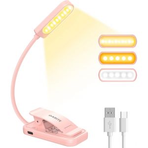 Kalanka-Lampe De Lecture, Rechargeable Liseuse Lampe Clip 10 Led, 3 Mode Luminosité (Chaud&blanc&mixte), 360° Cou Flexible, Lampe De Lecture Pour Lire Au Lit, Pince Lampe Livre Pour Lecture Nocturne - Neuf