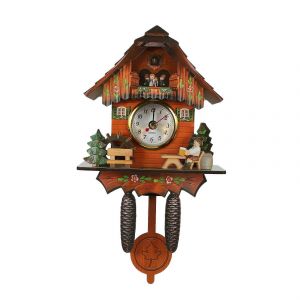 antique coucou en bois horloge murale oiseau temps cloche balançoire alarme montre maison art déco 006 - Neuf