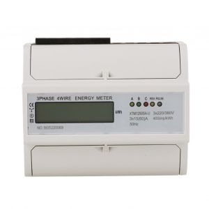 Compteur electrique numerique triphase 4 fils 7 broches sur rail DIN, compteur electronique kWh (15 (60) A) - Neuf