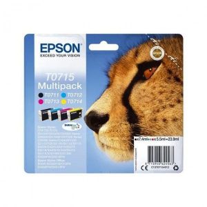 EPSON Multipack T0715 - Guépard - Noir, Cyan, Magenta, Jaune (C13T07154012) - Neuf