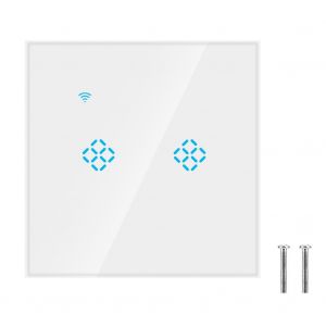 Panneau tactile intelligent sans fil Wi-Fi a 2 boutons, commande vocale a distance par application, interrupteur temporise pour eclairage, UE 110-240 V - Neuf
