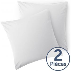 Cauc-Taie Oreiller 60x60 Lot De 2 - Housse De Coussin Microfibre - Taies D'oreillers Avec Fermeture Enveloppe, Certifi&eacute;e Oeko-Tex, Extra Douce Et Lavable - Blanc - Neuf