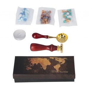 Ensemble de tampons a cacheter en cire, cuillere a tampon retro, petite cire blanche, peinture au feu, ensemble de cire pour invitations de mariage, cartes, emballage cadeau - Neuf