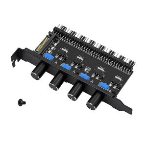 BUBY-Contrôleur De Vitesse De Ventilateur De Refroidissement À 4 Boutons Pour Pc 8 Canaux Pour Boîtier De Processeur, Disque Dur, Vga, Pwm, Support Pci 12 V, Alimentation Sata/4 Broches - Neuf