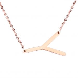 Colliers En Acier Inoxydable &Agrave; La Mode Avec Pendentif En Forme D'alphabet Or Rose Y - Neuf