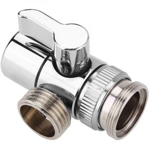 Robinet D'Arrêt Douche Inverseur Diverter 3 Voies pour Cuisine ou Salle de Bain avec Robinet Adaptateur M22xM24 Laiton Chromé - Neuf