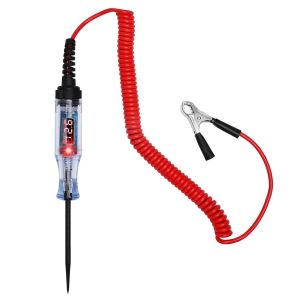Testeur de tension 12V 24V avec affichage num&eacute;rique et LED,stylo de test &eacute;lectrique avec pince crocodile et c&acirc;ble spiral&eacute;,outil de diagnostic pour voiture,moto,camping-car - Neuf