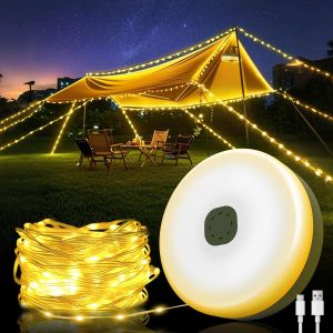 Jgd-Guirlande Lumineuse De Camping Enroulable, 10 M, &Eacute;tanche Ip65, Avec 8 Modes, Portable, Enroulable, Usb, Guirlande Lumineuse D'ext&eacute;rieur Pour Camping, Lumi&egrave;re &Agrave; Intensit&eacute; Variable, Randonn&eacute;e Et - Neuf