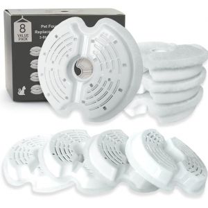 8 Packs Fontaine &Agrave; Fleur Filtres Pour Chat, Filtres De Rechange Pour Fontaine Pour Chat En Acier Inoxydable De 2.5l Fontaines &Agrave; Fleurs 2l Fontaines &Agrave; Boire Avec La R&eacute;sine Et Charbon Actif - Neuf
