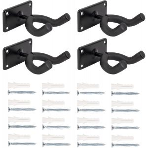 ChenQuanSarl-Lot De 4 Supports Muraux Noirs Pour Guitare Acoustique, Guitare Classique, Basse, Guitare Électrique, Ukulélé - Neuf