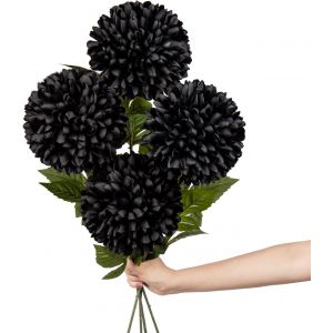 Teppc-Hortensia Artificiel De 16 Cm Avec Tige De 65 Cm De Long, 4 Fleurs D'hortensia Artificielles Noires, En Plastique Pour Décoration De Mariage, Décoration De Maison, Bureau, Jardin, Fête, Arrange - Neuf