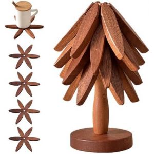 Jexnovashop-Ensemble De Dessous De Plat En Bois Résistant À La Chaleur - Dessous De Plat En Forme D'arbre Créatif Pour Cuisine, Décoration De Table Et Protection Des Surfaces - Neuf