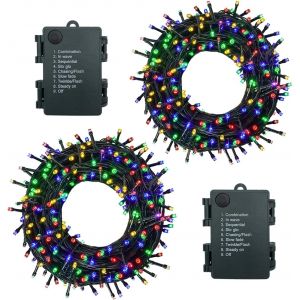 JGD-Guirlande Lumineuse Exterieure Int&eacute;rieur 5m/50LEDs Pile Guirlande Lumineuse Sapin Guirlande led par 8 Modes, Minuterie, IP44 &Eacute;tanche, Guirlande Noel par Chambre, Mariage, 2 Pi&egrave;ces, Multicolore - Neuf