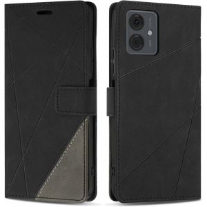 Ayu-Coque Pour Moto G14, Protection Housse Etui En Cuir Pu Portefeuille Avec Emplacements Cartes Et Fonction Support Pour Moto G14, Noir - Neuf