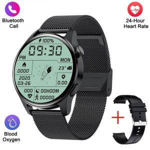 Montre De Sport Intelligente &Eacute;tanche Pour Homme, Bande D'Acier, Appel Bluetooth, Fitness, Fr&eacute;quence Cardiaque, Xiaomi, Android, Ios.Mesh Belt Black. - Neuf
