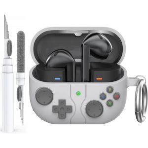 KALANKA-AhaStyle Coque Samsung Galaxy Buds 3 FE (2025) / Galaxy Buds3 / Galaxy Buds3 Pro (2024) Console de Jeu R&eacute;tro Silicone Souple Etui Housse Compatible avecSamsung Galaxy Buds3 S&eacute;rie (Gris Clair) - Neuf