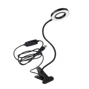 HJLIAN Lampe d'interieur USB a intensite variable, flexible a 360 degres, a pince, pour bureau, lit, tete de lit - Neuf