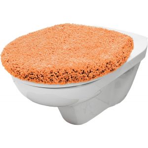 KAL-Housse D'Abattant De Wc - 38 X 48 Cm - Découpe En Microfibre Douce - Pour Un Confort Optimal Et Un Style - Orange - Neuf