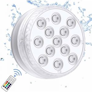 (1 Lumière) Lampe De Piscine Submersible 13 Led Avec Aimant, Télécommande Rf, Lampe De Piscine, Led Étanche Ip68, Lampe À Piles Pour Bain Et Douche - Neuf