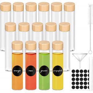 Tianyi-Lot De 15 Petites Bouteilles En Verre À Remplir De 60 Ml Avec Couvercle, Mini Flacons Avec Entonnoir, Étiquettes, Stylo, Pour Le Gingembre, Les Huiles Essentielles, Le Whisky - Neuf