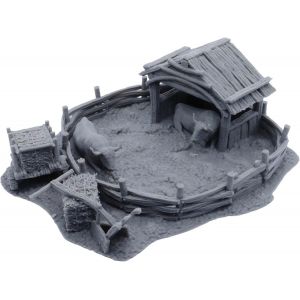 Chenquansarl-Enclos De Jeu Miniatures De Terrain &Agrave; Peindre Avec Toit Amovible, Balle De Foin, Charrue, Et Chariot &Agrave; Foin Pour Rpg De 28 Mm, Animaux De La Ferme Et Pay S Ruraux - Neuf
