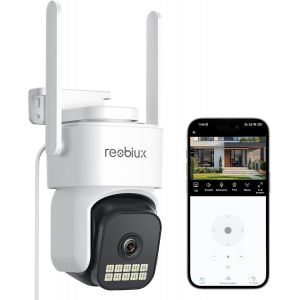 1080P Cam&eacute;ra Surveillance WiFi Ext&eacute;rieure,PTZ Cam&eacute;ra IP avec 2.4Ghz/5Ghz,Vision Nocturne Couleur,Enregistrement 24/7,Audio Bidirectionnel,D&eacute;tection Humaine,Alarme et sir&egrave;ne,IP66 - Neuf