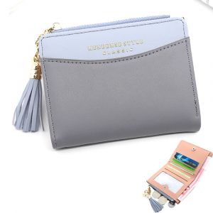 Portefeuille de grande capacité, Gris Petit Porte Monnaie Femme Cuir Souple avec Titulaire de la Carte de crédit de Trésorerie ID, Porte-Monnaie zippé Sacs d'argent Comme cadeau pour une dame - Neuf