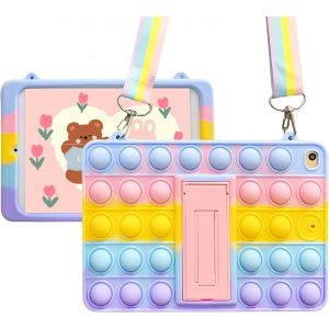 Push Pop Fidget Case Pour Samsung Galaxy Tab S6 Lite 10.4 2020/2022 Sm-P610/P615 Housse En Silicone Antichoc Avec B&eacute;quille Pliable Et Lani&egrave;re (Pour Samsung Galaxy Tab S6 Lite 10.4) - Neuf