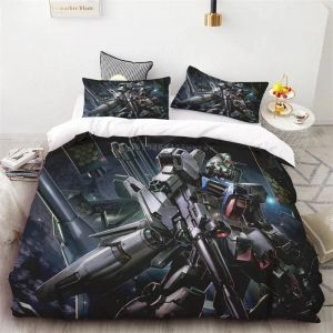 Housse De Couette Guerrier Mécanique Gundam Enfants Et Adolescents Cadeau D'anniversaire Decoration De Chambre Parure De Lit Trois Pieces Sans Draps - Neuf