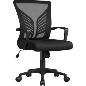 SUBZONAL-Chaise Bureau Ergonomique en Maille Respirante, Fauteuil d'Ordinateur Inclinable avec Support Lombaire &agrave; roulettes Pivotante, Si&egrave;ge Bureau en Hauteur R&eacute;glable, Capacit&eacute; 136kg Noir - Neuf