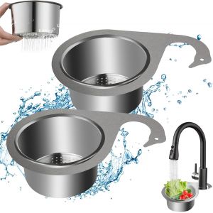 KALANKA-Panier Cr&eacute;pine D'&eacute;vier Cygne en Acier Inoxydable 2 PCS Panier de Filtre en Forme de Cygne Panier d'&eacute;vier Cuisine Panier de vidange multifonct pour Fruits L&eacute;gumes D&eacute;chets Restes - Neuf