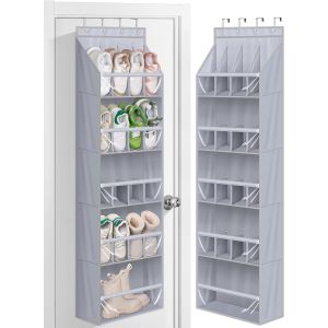 Kgabery-Lot De 20 Paires D'étagères À Chaussures Pour Porte Étroite-Organiseur À Suspendre-Poche Profonde-Organisateur De Chaussures Pour Bottes Bien Rangées,Baskets Taille 13,Gris - Neuf