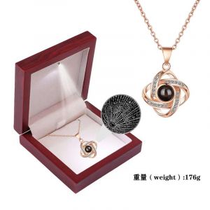 Collier Meilleur Pendentif Zircon Lucky Grass 100 Langues Je T'aime Projection Plaqué Or Rose Pour Femmes - Neuf