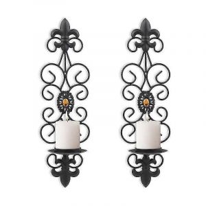 Vente Promotionnelle Lot De 2 Bougeoirs En Métal Supports De Pilier Mural - Neuf