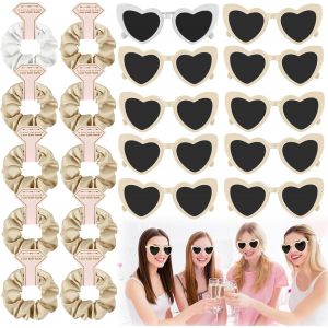 bin Lot de 20 paires de lunettes de soleil JGA pour mari&eacute;e avec &eacute;lastiques &agrave; cheveux, 10 paires de lunettes en forme de coeur + 10 &eacute;lastiques pour cheveux de mari&eacute;e - Neuf