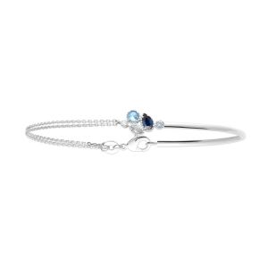 Bracelet Brillaxis Demi-Jonc Chainette Argent Rhodié Et Oxydes Colorés - Neuf