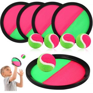 KAL-Balle Raquette Scratch Jeux, Enfants Lancer Catch Ball Jouet, 4 Pagaies Et 4 Balles, Jeu De Plein Air Pour Jardin Plage Piscine, Jeux Exterieur Enfant Pour 4 5 6 7 8 9 10 11 12 Ans - Neuf